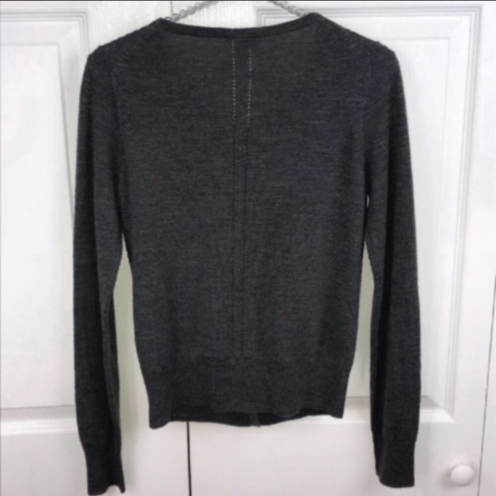 Milly Size Small Grey Ruffle Merino Wool Full Button Cardigan - Picture 5 of 6